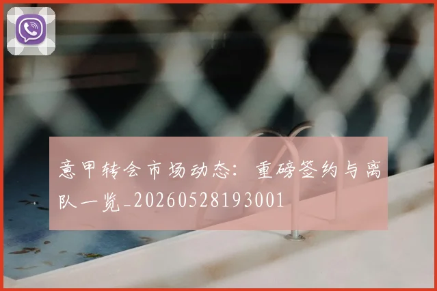 意甲转会市场动态:重磅签约与离队一览_20260528193001